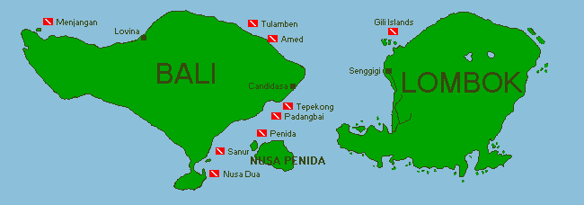 Map of Bali dive locations